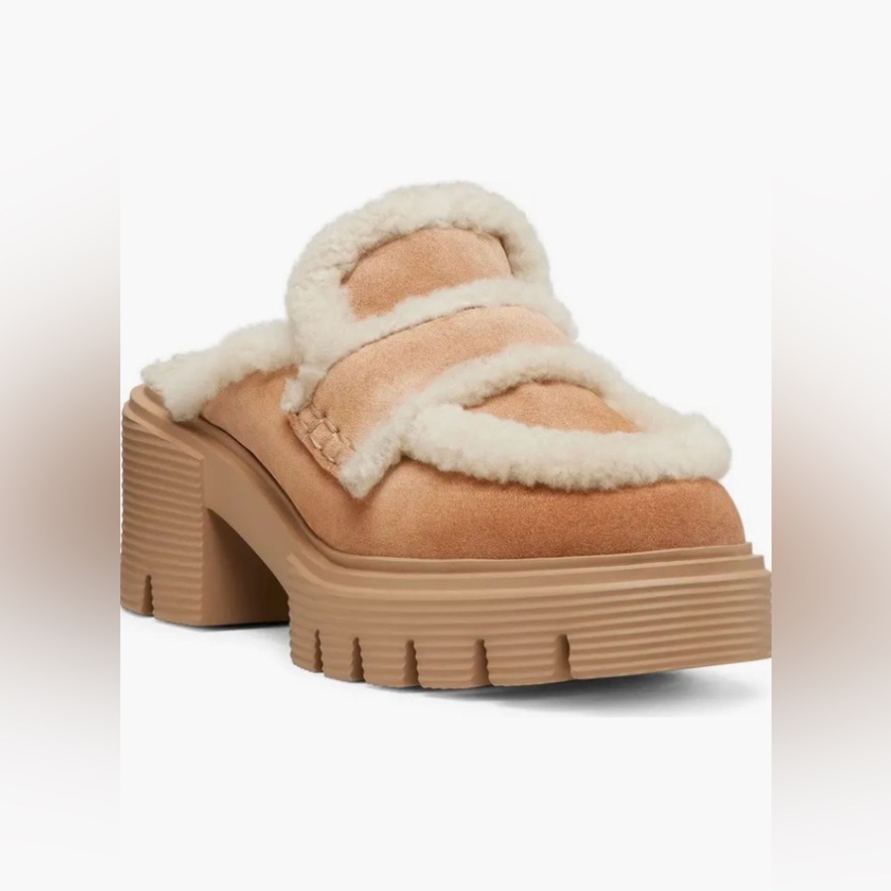 Stuart Weitzman Lennox Genuine Shearling Trim Platform Loafer 8B